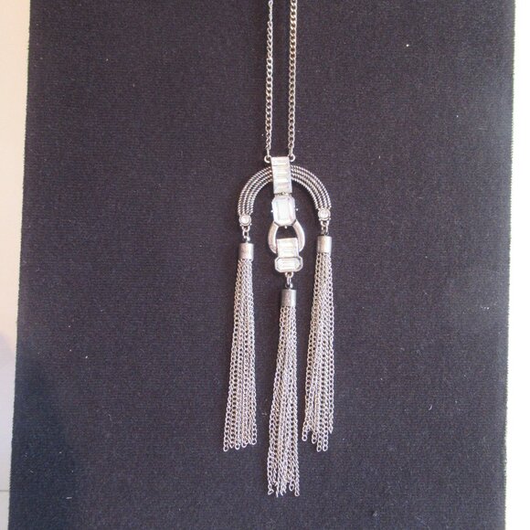 20" Art Deco, Flapper, Necklace, Antique/Vintage, emerald cut & baguette cut - Picture 2 of 7